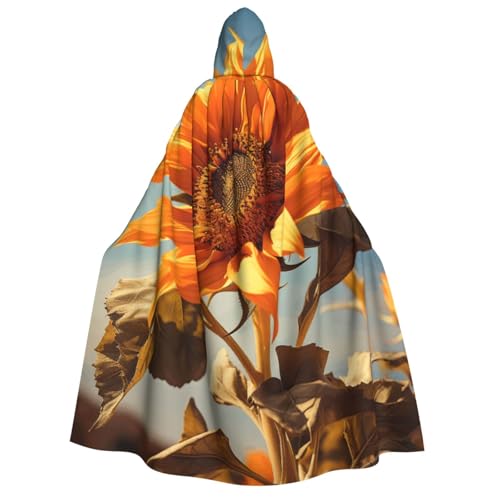 AYYQWE Wunderschöner Sonnenblumen-Druck, Unisex, Erwachsene, Kapuzenumhang, warmer Umhang, Halloween-Kostüm, Cosplay, Karneval-Thema von AYYQWE