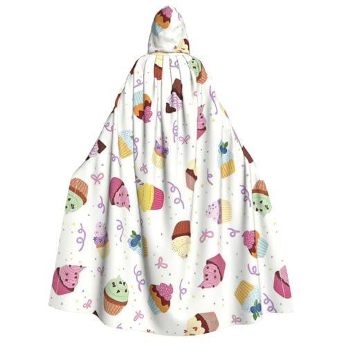 Delicious Cupcakes Print Unisex Erwachsene Kapuzenumhang Warm Umhang Halloween Kostüm Cosplay Karneval Thema von AYYQWE