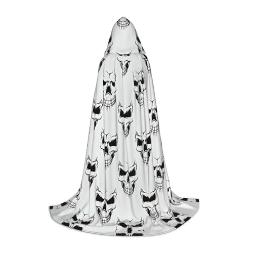 Halloween-Thema, einfarbiger Skelett-Kopf-Druck, Kapuzenumhang, Teenager, Kinder, Erwachsene, Halloween, Gothic, Karneval, Cosplay-Kostüm Halloween-Thema, einfarbiger Skelett-Kopf-Druck, Kapuzenumhang, Teenager, Kinder, Erwachsene, Halloween, Gothic, Karneval, Cosplay-Kostüm von AYYQWE