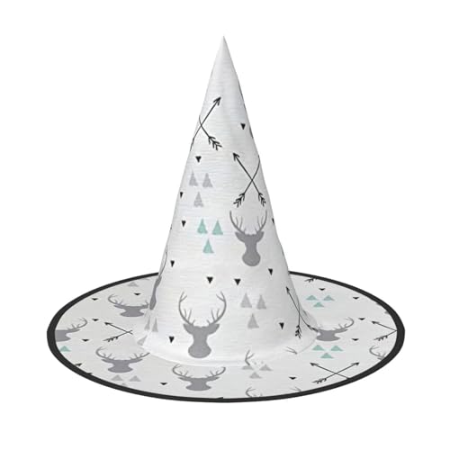 Jagdpfeile Dreiecke Hirsch Druck Bequemer Halloween Hexenhut Unisex für Partys Karneval Weihnachten und Cosplay von AYYQWE
