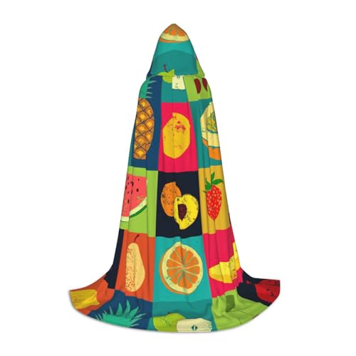 Kapuzenumhang im Kunststil, Obstdruck, Teenager, Kinder, Erwachsene, Halloween, Gothic, verschiedene Anlässe, Karneval, Cosplay-Kostüm von AYYQWE