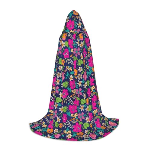 Kapuzenumhang mit Blumen (3) Aufdruck, Teenager, Kinder, Erwachsene, Halloween, Gothic, Variante, Karneval, Cosplay-Kostüm von AYYQWE