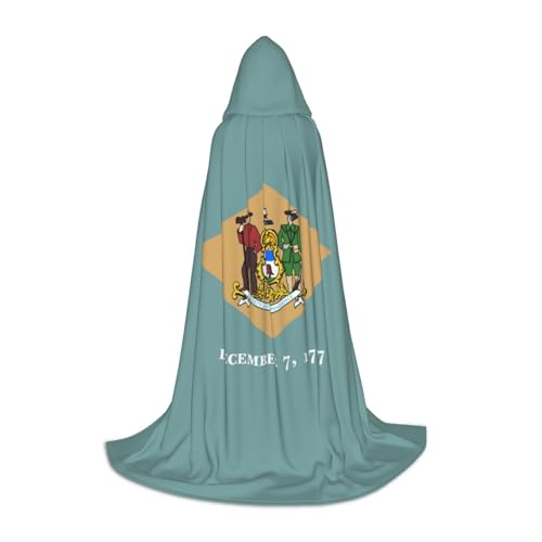 Kapuzenumhang mit Flagge von Delaware, Teenager, Kinder, Erwachsene, Halloween, Gothic, verschiedene Anlässe, Karneval, Cosplay-Kostüm von AYYQWE
