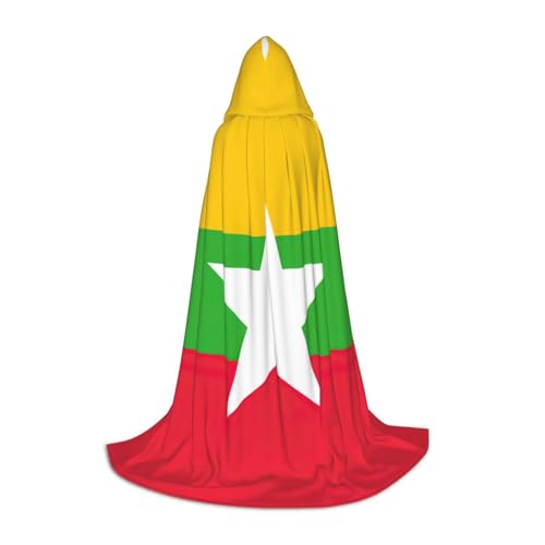 Kapuzenumhang mit Flagge von Myanmar, Teenager, Kinder, Erwachsene, Halloween, Gothic, verschiedene Anlässe, Karneval, Cosplay-Kostüm von AYYQWE