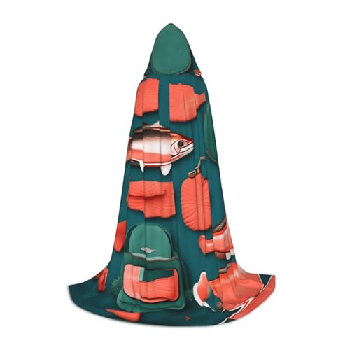Kapuzenumhang mit Lachsmuster, für Teenager, Kinder, Erwachsene, Halloween, Gothic, Karneval, Cosplay-Kostüm Kapuzenumhang mit Lachsmuster, für Teenager, Kinder, Erwachsene, Halloween, Gothic, Karneval, Cosplay-Kostüm von AYYQWE
