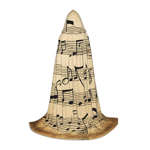 Kapuzenumhang mit Musiknoten-Druck, Teenager, Kinder, Erwachsene, Halloween, Gothic, verschiedene Anlässe, Karneval, Cosplay-Kostüm von AYYQWE