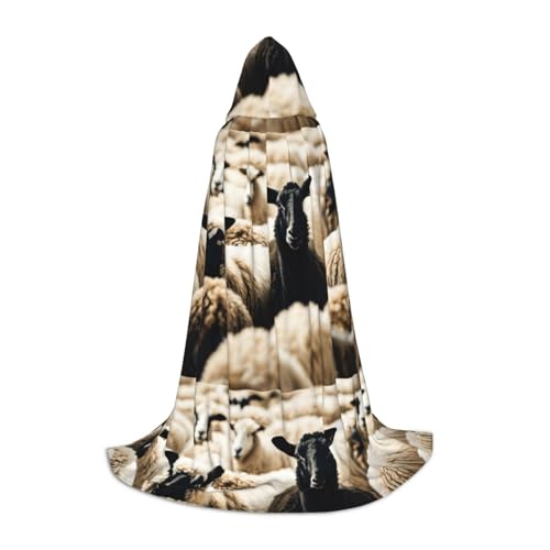 Kapuzenumhang mit Schaf- und Lämmer-Druck, Teenager, Kinder, Erwachsene, Halloween, Gothic, verschiedene Anlässe, Karneval, Cosplay-Kostüm Kapuzenumhang mit Schaf- und Lämmer-Druck, Teenager, Kinder, Erwachsene, Halloween, Gothic, verschiedene Anlässe, Karneval, Cosplay-Kostüm von AYYQWE
