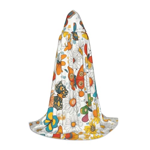 Kapuzenumhang mit Schmetterlings-Gänseblümchen-Druck, Teenager, Kinder, Erwachsene, Halloween, Gothic, verschiedene Anlässe, Karneval, Cosplay-Kostüm Kapuzenumhang mit Schmetterlings-Gänseblümchen-Druck, Teenager, Kinder, Erwachsene, Halloween, Gothic, verschiedene Anlässe, Karneval, Cosplay-Kostüm von AYYQWE