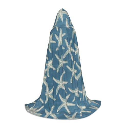 Kapuzenumhang mit Seestern, Küstenmotiv, Wolle, Teenager, Kinder, Erwachsene, Halloween, Gothic, verschiedene Anlässe, Karneval, Cosplay-Kostüm von AYYQWE