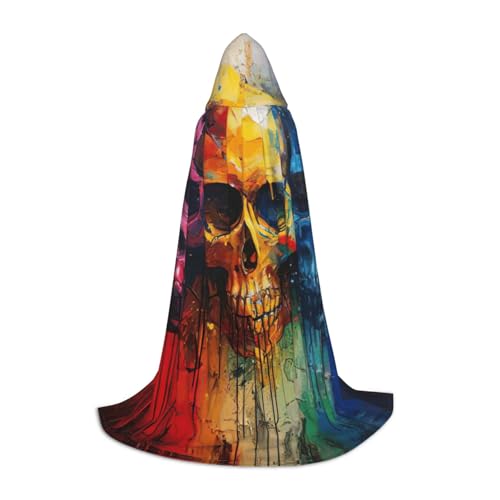 Kapuzenumhang mit Totenkopf-Motiv, für Teenager, Kinder, Erwachsene, Halloween, Gothic, verschiedene Anlässe, Karneval, Cosplay-Kostüm von AYYQWE