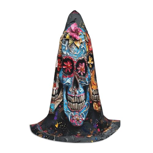 Kapuzenumhang mit Totenkopf-Motiv, für Teenager, Kinder, Erwachsene, Halloween, Gothic, verschiedene Anlässe, Karneval, Cosplay-Kostüm von AYYQWE