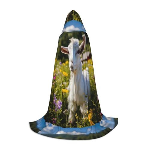 Kapuzenumhang mit Ziegenaufdruck, Teenager, Kinder, Erwachsene, Halloween, Gothic, verschiedene Anlässe, Karneval, Cosplay-Kostüm von AYYQWE