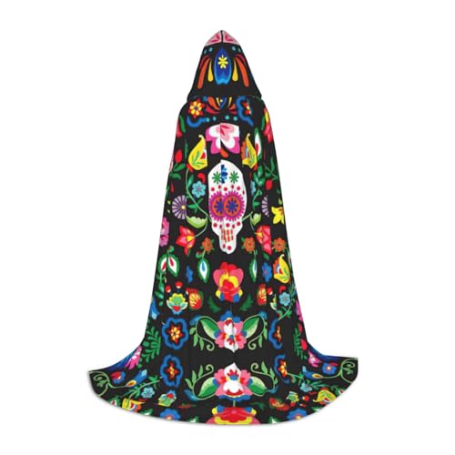 Kapuzenumhang mit Zucker- und Totenkopf- und Blumendruck, Teenager, Kinder, Erwachsene, Halloween, Gothic, verschiedene Anlässe, Karneval, Cosplay-Kostüm Kapuzenumhang mit Zucker- und Totenkopf- und Blumendruck, Teenager, Kinder, Erwachsene, Halloween, Gothic, verschiedene Anlässe, Karneval, Cosplay-Kostüm von AYYQWE