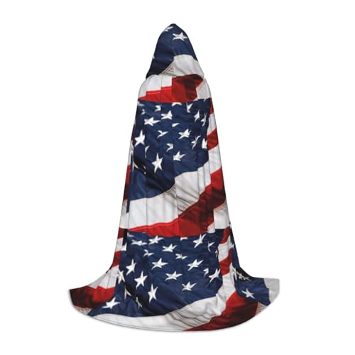 Kapuzenumhang mit amerikanischer Flagge, Teenager, Kinder, Erwachsene, Halloween, Gothic, verschiedene Anlässe, Karneval, Cosplay-Kostüm von AYYQWE