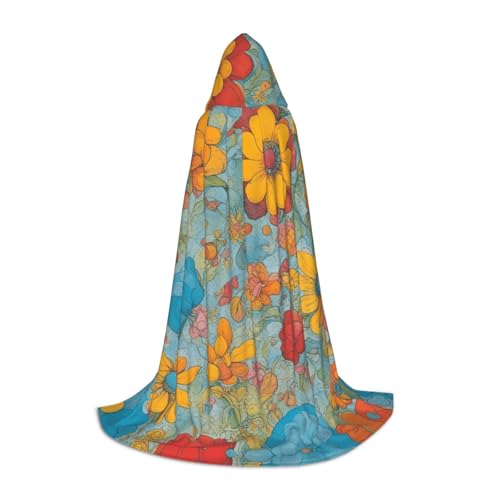 Kapuzenumhang mit leuchtendem Farbdruck, Teenager, Kinder, Erwachsene, Halloween, Gothic, verschiedene Anlässe, Karneval, Cosplay-Kostüm von AYYQWE