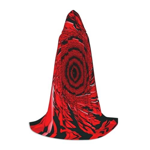 Kapuzenumhang mit roter Blume, Spiraldruck, für Teenager, Kinder, Erwachsene, Halloween, Gothic, Karneval, Cosplay-Kostüm von AYYQWE