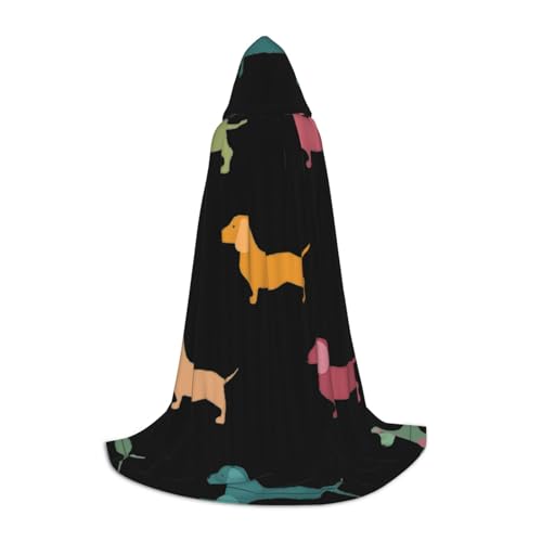 Kapuzenumhang mit süßem Dackel-Motiv, für Teenager, Kinder, Erwachsene, Halloween, Gothic, verschiedene Anlässe, Karneval, Cosplay-Kostüm von AYYQWE