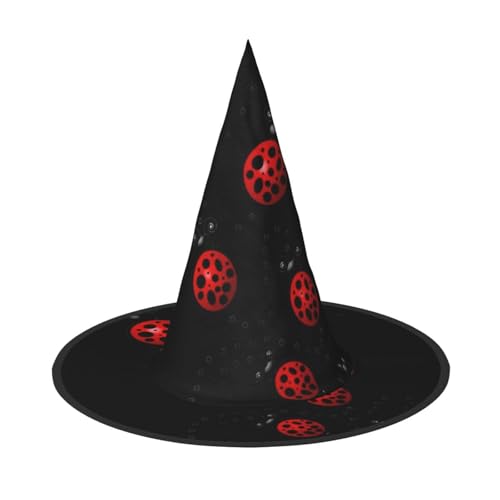 Kunst Marienkäfer Tracks Druck Bequemer Halloween Hexenhut Unisex für Partys Karneval Weihnachten und Cosplay von AYYQWE