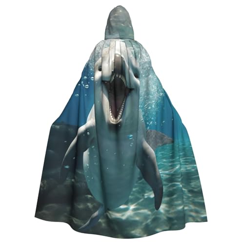 Lustiger Umhang mit Kapuze und Delfin-Druck, Unisex, für Erwachsene, für Karneval, Cosplay, Festivals, Partys von AYYQWE