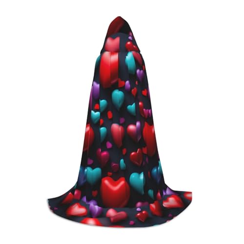 Romantischer roter Herz-Aufdruck, Kapuzenumhang, Teenager, Kinder, Erwachsene, Halloween, Gothic, verschiedene Anlässe, Karneval, Cosplay-Kostüm Romantischer roter Herz-Aufdruck, Kapuzenumhang, Teenager, Kinder, Erwachsene, Halloween, Gothic, verschiedene Anlässe, Karneval, Cosplay-Kostüm von AYYQWE