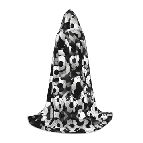 Schwarzer und weißer Fußball-Umhang mit Kapuze, für Teenager, Kinder, Erwachsene, Halloween, Gothic, Karneval, Cosplay-Kostüm Schwarzer und weißer Fußball-Umhang mit Kapuze, für Teenager, Kinder, Erwachsene, Halloween, Gothic, Karneval, Cosplay-Kostüm von AYYQWE
