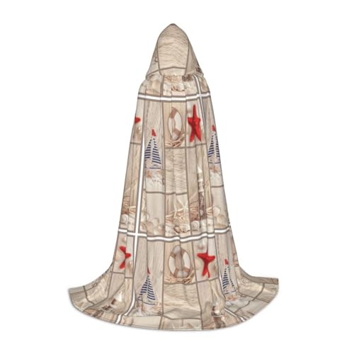 Umhang mit Kapuze, Motiv: Boot, Strand, Seestern, Muscheldruck, Teenager, Kinder, Erwachsene, Halloween, Gothic, verschiedene Anlässe, Karneval, Cosplay-Kostüm Umhang mit Kapuze, Motiv: Boot, Strand, Seestern, Muscheldruck, Teenager, Kinder, Erwachsene, Halloween, Gothic, verschiedene Anlässe, Karneval, Cosplay-Kostüm von AYYQWE
