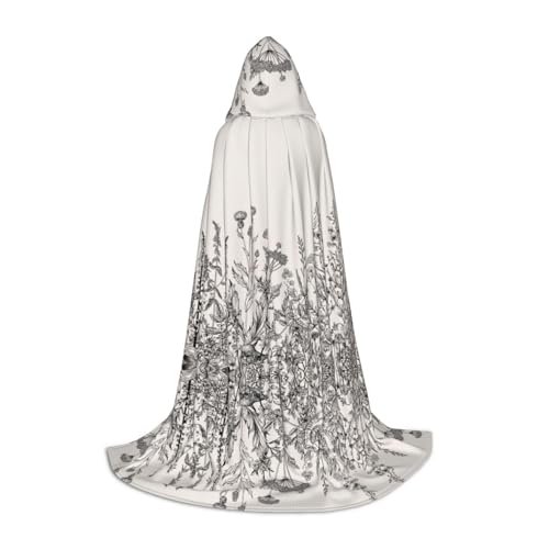 Umhang mit Kapuze für Teenager, Kinder, Erwachsene, Halloween, Gothic, Karneval, Cosplay-Kostüm, Blumenkräuter, botanische Gravur, Druck Umhang mit Kapuze für Teenager, Kinder, Erwachsene, Halloween, Gothic, Karneval, Cosplay-Kostüm, Blumenkräuter, botanische Gravur, Druck von AYYQWE