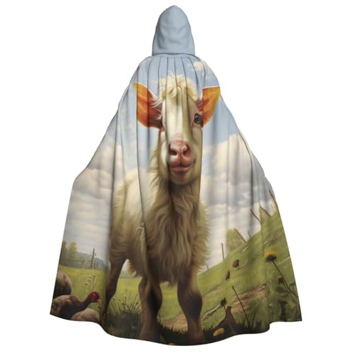 Umhang mit Kapuze und Bauernhoftierdruck, Unisex, für Erwachsene, warm, Halloween-Kostüm, Cosplay, Karneval-Thema von AYYQWE