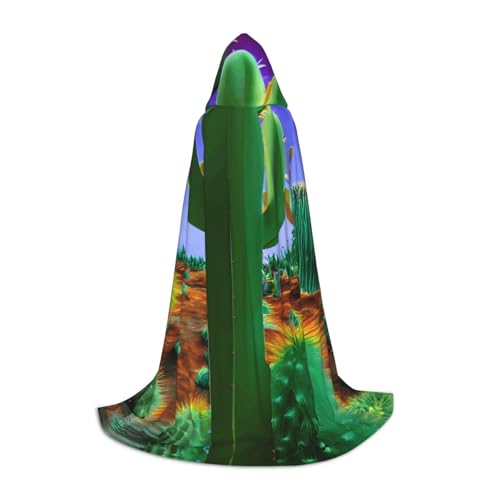 Umhang mit Kapuze und Kaktus-Wüstendruck, Teenager, Kinder, Erwachsene, Halloween, Gothic, verschiedene Anlässe, Karneval, Cosplay-Kostüm von AYYQWE