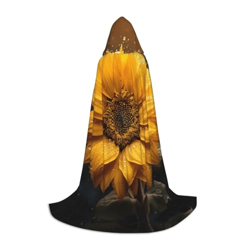Wunderschöner Sonnenblumen-Umhang mit 4 Drucken, Kapuzenumhang, Teenager, Kinder, Erwachsene, Halloween, Gothic, verschiedene Anlässe, Karneval, Cosplay-Kostüm von AYYQWE
