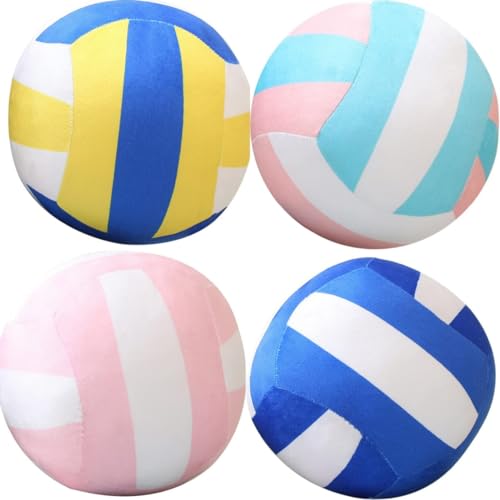 AZERISSO Weiches Plüsch-Volleyball-Spielzeug – Flauschiges gefülltes Sportkissen in 14 cm und 22 cm Größen – langlebiges lustiges Volleyball-Geschenk für Kinder und Jugendliche (14 cm, Gelb und Blau, von AZERISSO
