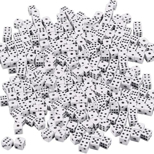 AZIDWERYQ 300pcs Mini Tiny Dice, 8 mm weiße Würfel mit schwarzen Punkten, 6 -Seiten -Würfel für Brettspiele, Erwachsene Spielwürfel für das Unterrichten von Mathematik, Party -Gefälligkeiten von AZIDWERYQ