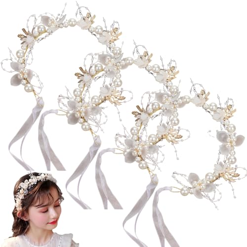 3pcs Blumenmädchen Krone für Kinder weiße Plastikperle und Blumenmädchen Kopfstück mit Band für Haarzubehör Hochzeitsfeier Geburtstag Kopfbedeckung 3pcs Blumenmädchen Krone für Kinder weiße Plastikperle und Blumenmädchen Kopfstück mit Band für Haarzubehör Hochzeitsfeier Geburtstag Kopfbedeckung von AZIDWERYQ