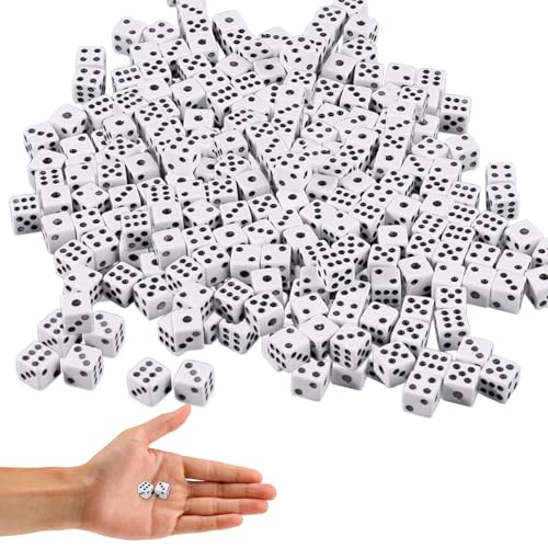 AZIDWERYQ 8mm Mini Tiny Dice, 300pcs weißes kleines Würfel -Set mit schwarzen Punkten, 6 -Seiten -Mini -Würfel -Set, Erwachsene Spielwürfel für das Unterrichten von Mathematik, Party -Gefälligkeiten von AZIDWERYQ
