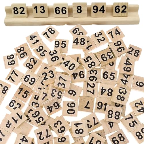 AZIDWERYQ 100pcs nummernblöcke 1x1 Zoll Clear Printed Black Number Block, Bildungsmontessori Holzzahlen für Kinderbrettspiel, Rechtschreibspiel, Spielzeug, Blöcke 1-100 von AZIDWERYQ