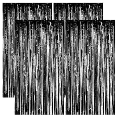 AZIDWERYQ 4pcs Schwarze Folienfressen Vorhänge 3.3x8.2ft glänzend schwarzer Lametta Hintergrund Dekoratives Lametta zum Geburtstag, Babyparty, Hochzeit, Halloween -Party -Hintergrund AZIDWERYQ 4pcs Schwarze Folienfressen Vorhänge 3.3x8.2ft glänzend schwarzer Lametta Hintergrund Dekoratives Lametta zum Geburtstag, Babyparty, Hochzeit, Halloween -Party -Hintergrund von AZIDWERYQ