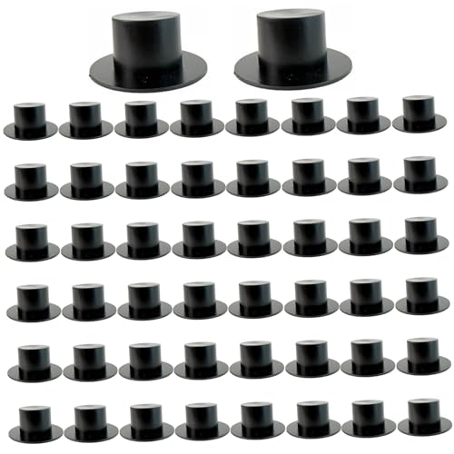 AZIDWERYQ 50 PCs winzige Top -Hüte, 2 Plastik -Mini -Top -Hut für DIY Bastelprojekte Haarzubehör Weihnachten Halloween Dekoration Party Ornamente Mini Hüte von AZIDWERYQ