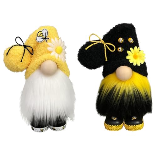 AZIDWERYQ Bienentag Gnom Bumble Biene Gesichtliche Puppe Plüsch Zwerg Elf Puppen -Ornament Dekoration für Home Bauernhaus Desktop Spring 2pcs Day Elf von AZIDWERYQ