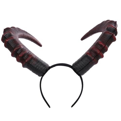 AZIDWERYQ Dämonhörner Stirnband Realistische Gothic Devil Hörner Stirnband mit abnehmbarer und verstellbarer leichter freier Größe PU für Cosplay, Halloween Devil von AZIDWERYQ