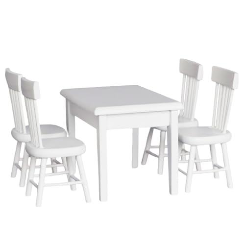 AZIDWERYQ Dollhouse Tisch und Puppenhausstuhl Set 1:12 realistische Dichte Board Dollhouse Miniaturen für Küche, Esszimmer AZIDWERYQ Dollhouse Tisch und Puppenhausstuhl Set 1:12 realistische Dichte Board Dollhouse Miniaturen für Küche, Esszimmer von AZIDWERYQ