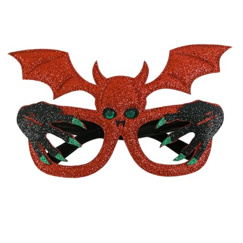 AZIDWERYQ Halloween -Brillen, Glitzer -Fledermaus -Teufelsbrillen Frames mit flexiblen Bein Halloween -Party -Gefälligkeiten für Cosplay- und Foto -Requisiten, rote Party -Gefälligkeiten von AZIDWERYQ