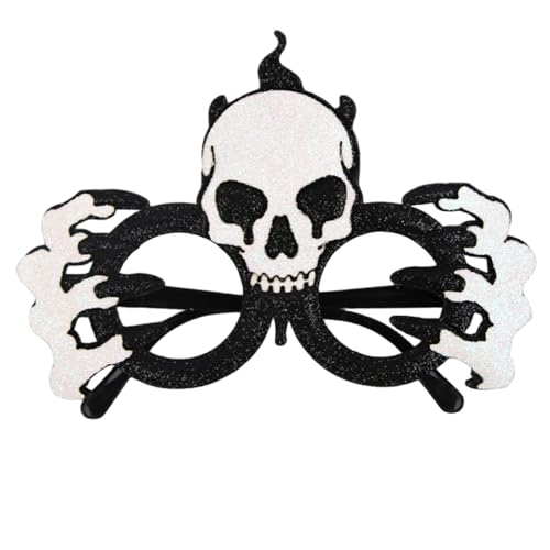 AZIDWERYQ Halloween -Brillen, Glitzerschädel und Handskelettbrille Frames mit flexiblem Bein, Halloween -Party -Gefälligkeiten für Cosplay und Fotoprops, Weiß AZIDWERYQ Halloween -Brillen, Glitzerschädel und Handskelettbrille Frames mit flexiblem Bein, Halloween -Party -Gefälligkeiten für Cosplay und Fotoprops, Weiß von AZIDWERYQ