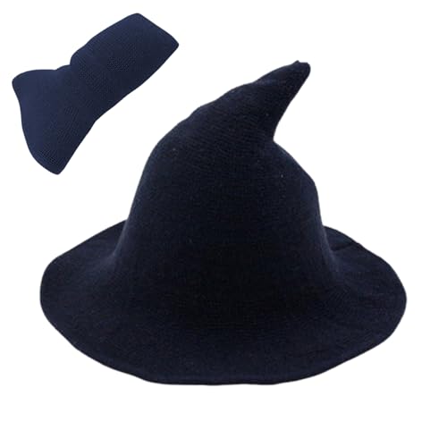 AZIDWERYQ Halloween Hexenhut Breitkrempe gestrickte Mütze speicherte Kopfbedeckung Cosplay -Kostüm für Frauen Marine Blue Wide Rand Strick Hüte AZIDWERYQ Halloween Hexenhut Breitkrempe gestrickte Mütze speicherte Kopfbedeckung Cosplay -Kostüm für Frauen Marine Blue Wide Rand Strick Hüte von AZIDWERYQ