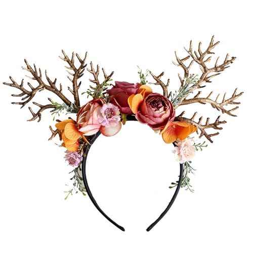 AZIDWERYQ Hirschgeweihe Stirnband, Blume Gold Geweih Kopfstück Floral Rentier Kopfstück für Frauen Mädchen Weihnachtsfeier Prom Photo Requisiten Geweihstirnband AZIDWERYQ Hirschgeweihe Stirnband, Blume Gold Geweih Kopfstück Floral Rentier Kopfstück für Frauen Mädchen Weihnachtsfeier Prom Photo Requisiten Geweihstirnband von AZIDWERYQ