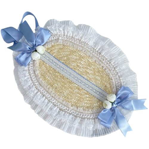 AZIDWERYQ Mädchen Frauen viktorianisch lolita flache Motorhaube Cap Tea Party Sonnenhut Bögen, Bögen Blumenbänder Strohhüte für Teepartykostüm AZIDWERYQ Mädchen Frauen viktorianisch lolita flache Motorhaube Cap Tea Party Sonnenhut Bögen, Bögen Blumenbänder Strohhüte für Teepartykostüm von AZIDWERYQ
