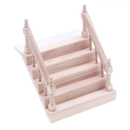 AZIDWERYQ Miniaturpuppenhaus Treppe 1:12 Waldpuppenhaus Treppe mit Handläufe DIY unbemaltem Treppenhändlehre für Fairy Garden Doll House Szene AZIDWERYQ Miniaturpuppenhaus Treppe 1:12 Waldpuppenhaus Treppe mit Handläufe DIY unbemaltem Treppenhändlehre für Fairy Garden Doll House Szene von AZIDWERYQ