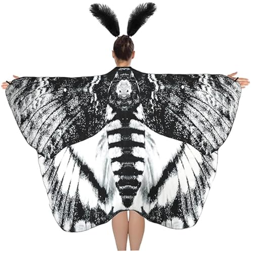 AZIDWERYQ Motten Kostüm lebensechte Mottenflügel mit Federn Stirnband Schmetterling Cape Halloween Kostüme für Frauen Kostüm AZIDWERYQ Motten Kostüm lebensechte Mottenflügel mit Federn Stirnband Schmetterling Cape Halloween Kostüme für Frauen Kostüm von AZIDWERYQ