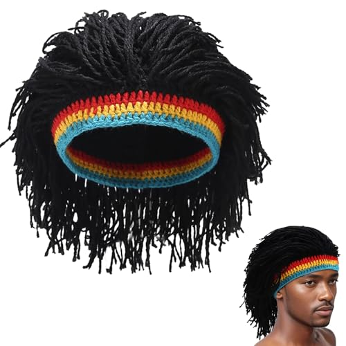 AZIDWERYQ Rasta-Hut mit Dreadlocks, lustige Dreads Perücke Strickhut, Hip-Hop Winter Beanie für Frauen & Männer Party Halloween Rasta von AZIDWERYQ