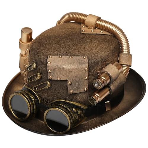 AZIDWERYQ Steampunk -Top -Hut Frauen Gothic Steam Pipe Top Hut mit Brillen Halloween Kostümhüte Steampunk AZIDWERYQ Steampunk -Top -Hut Frauen Gothic Steam Pipe Top Hut mit Brillen Halloween Kostümhüte Steampunk von AZIDWERYQ