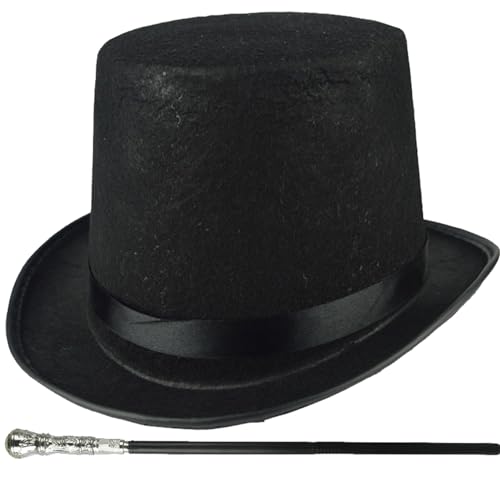 AZIDWERYQ Top -Hutkostüm 2pcs/Set Halloween Top Hat & 31, 5 Zoll Schwarzer Stock 1920er Herrenzubehör für Männer Frauen Magic Performance, Cosplay, Tanz, Weihnachtsbaum und Stock AZIDWERYQ Top -Hutkostüm 2pcs/Set Halloween Top Hat & 31, 5 Zoll Schwarzer Stock 1920er Herrenzubehör für Männer Frauen Magic Performance, Cosplay, Tanz, Weihnachtsbaum und Stock von AZIDWERYQ